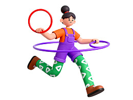 卡通女孩玩呼啦圈图片