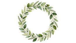 绿色植物环形花环装饰图案