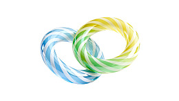 蓝黄双环交织的抽象艺术图案