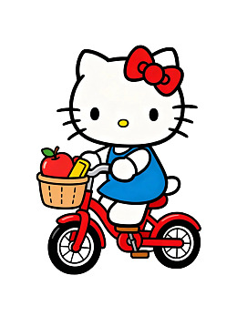 凯蒂猫骑红色自行车图片
