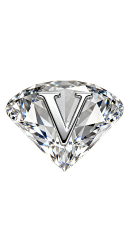 钻石中镶嵌字母V的特写