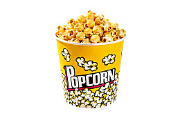 黄色纸桶装爆米花图片