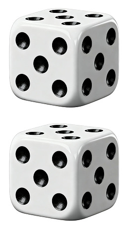 两个白色骰子的特写展示