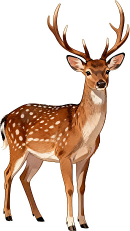 一只带有斑点的鹿站立着