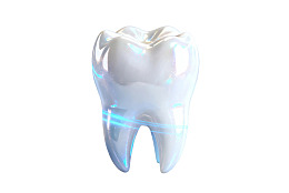 透明光泽牙齿模型特写