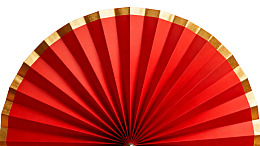 红色折扇展开特写图片