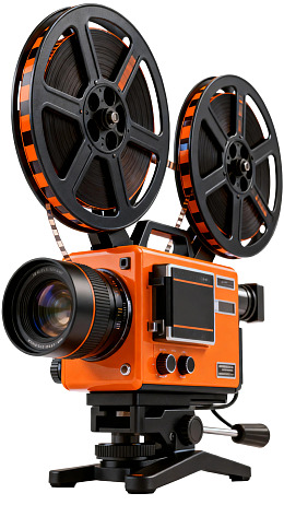 橙色复古电影摄影机图片