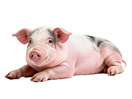 粉色小猪趴卧休息图片