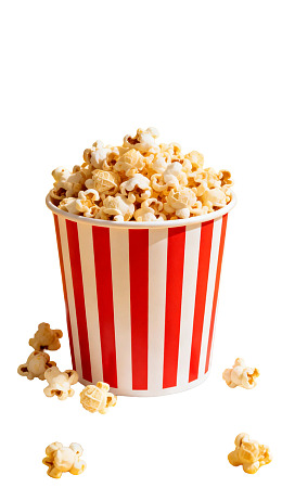 红白条纹桶装爆米花图片