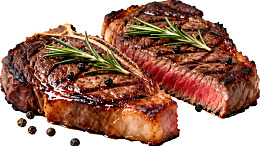 两块烤制牛排配迷迭香