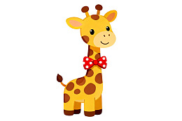 卡通长颈鹿戴红白蝴蝶结