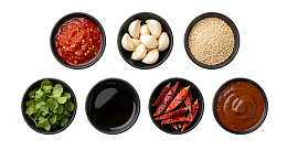 七种食材配料俯拍展示