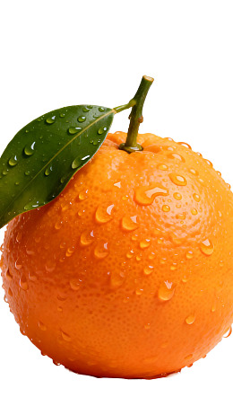 带叶橙子水珠晶莹剔透