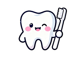 卡通牙齿手持牙刷微笑