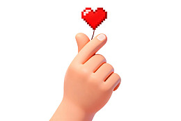 手指捏着像素爱心气球