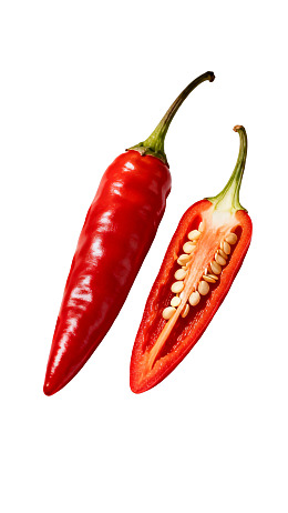 红辣椒整体与切面展示