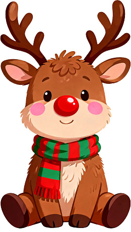 卡通驯鹿戴红绿围巾图片
