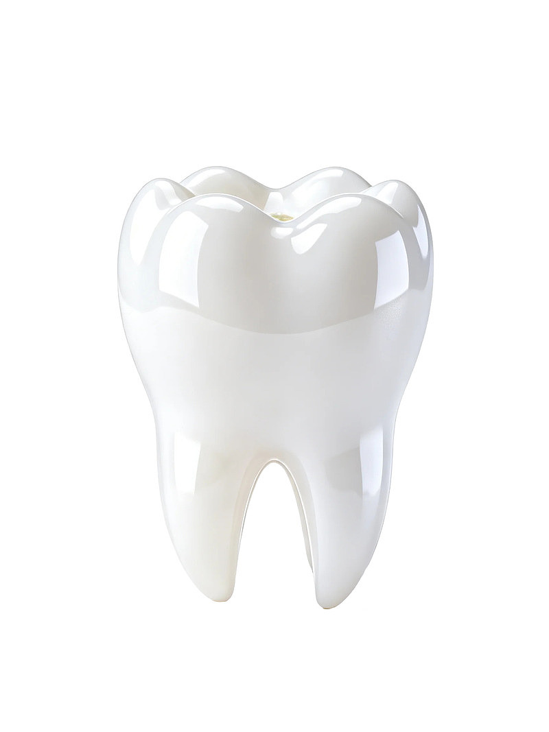 白色背景下的牙齿模型特写