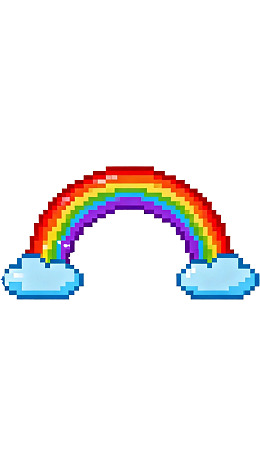 像素风格彩虹与云朵图片