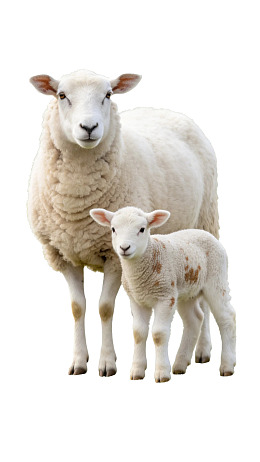 母羊与小羊羔亲密站立