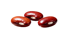 三颗红褐色红豆特写图片