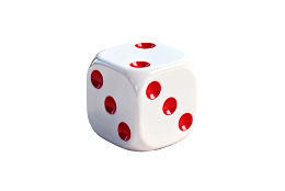 白色骰子显示红色点数