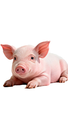粉色小猪趴卧姿态可爱