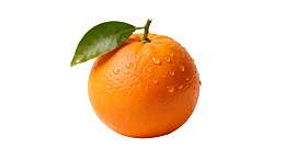 带绿叶的橙子滴着水珠