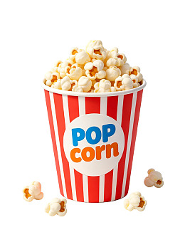 红白条纹桶装爆米花图片