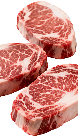 三块优质雪花牛肉切片