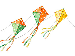 三只彩色风筝在空中飞舞