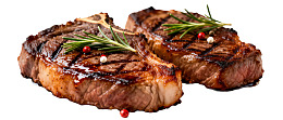 两块烤制牛排配迷迭香