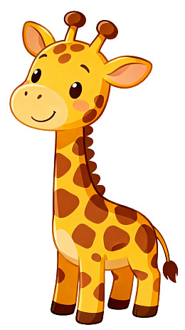 卡通小长颈鹿微笑站立