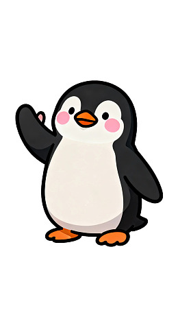 卡通企鹅挥手可爱形象