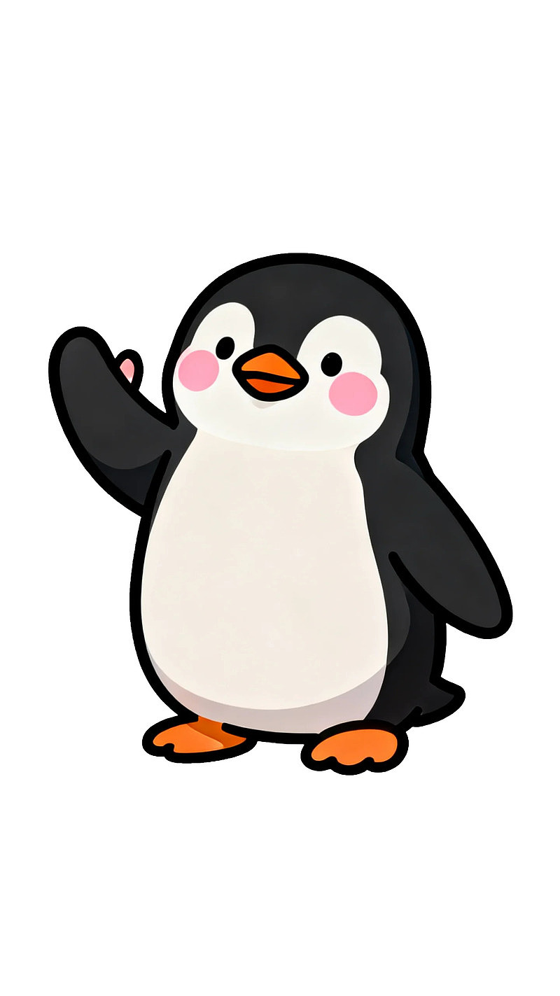 卡通企鹅挥手可爱形象