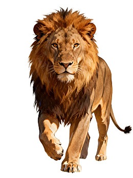 雄狮奔跑鬃毛飘扬图片