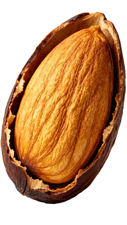 打开的杏仁露出内部纹理