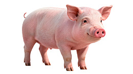 粉色小猪站立白底背景