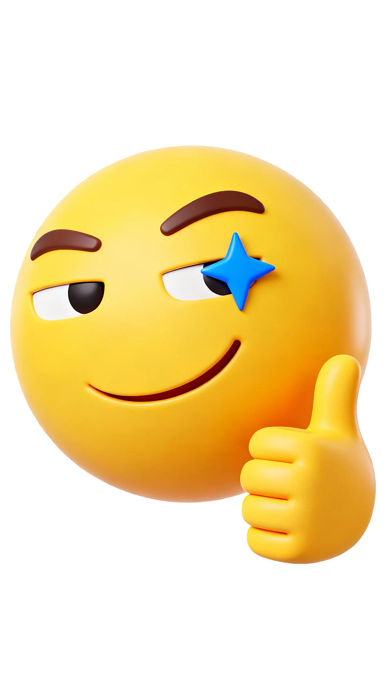 黄色笑脸眨眼点赞表情