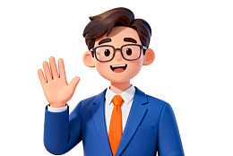 卡通商务男士挥手致意