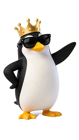 戴皇冠墨镜的企鹅摆酷姿势