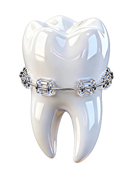 牙齿佩戴金属牙套图片