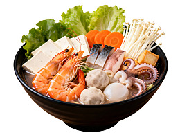 海鲜豆腐什锦锅色彩丰富食材多样