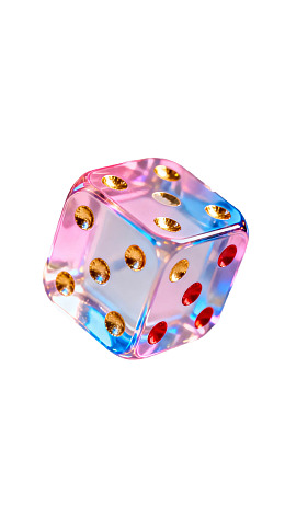 彩色透明骰子特写图片