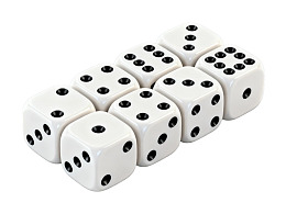 九个白色骰子排列展示