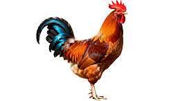 色彩斑斓的公鸡站立姿态