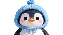 戴着蓝色帽子的可爱企鹅玩偶