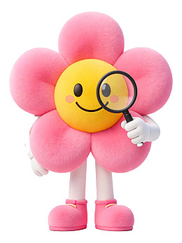 粉色花朵卡通人物手持放大镜