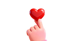 手指轻触红色心形物体