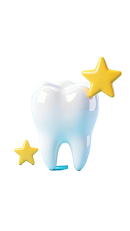 卡通牙齿配黄色星星装饰